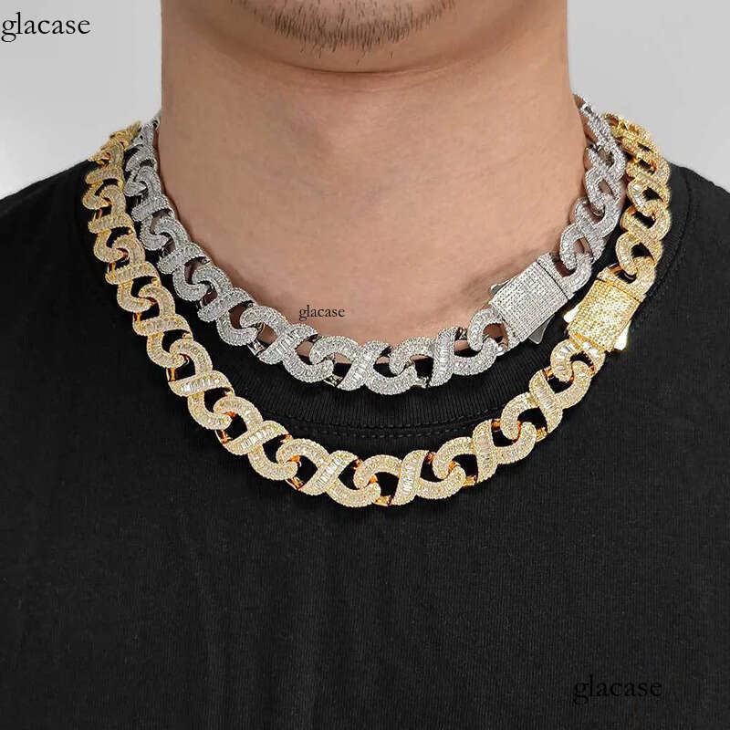 12mm Hip Hop 8 Shape Cuban Chain Necklace Bracelets 5A T Zircon Mens Jewelry Gift 9d