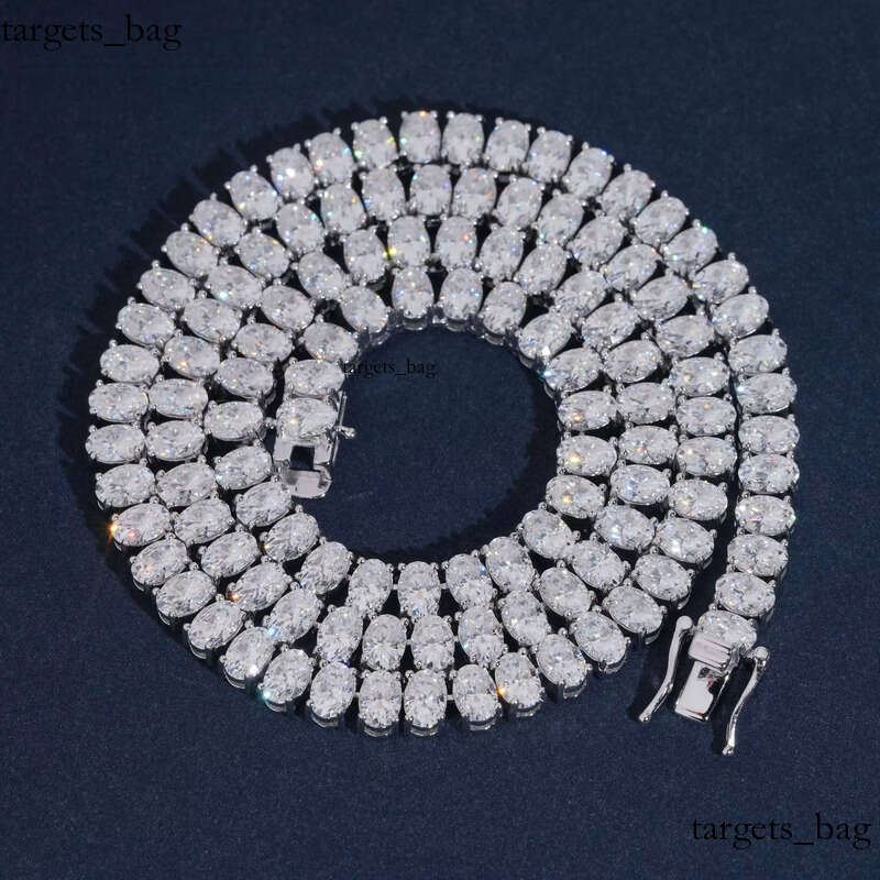GRA Certification Oval Cut 4X6mm Fancy Shape Chain Sier Moissanite Tennis Necklace Rapper Jewelry 3c
