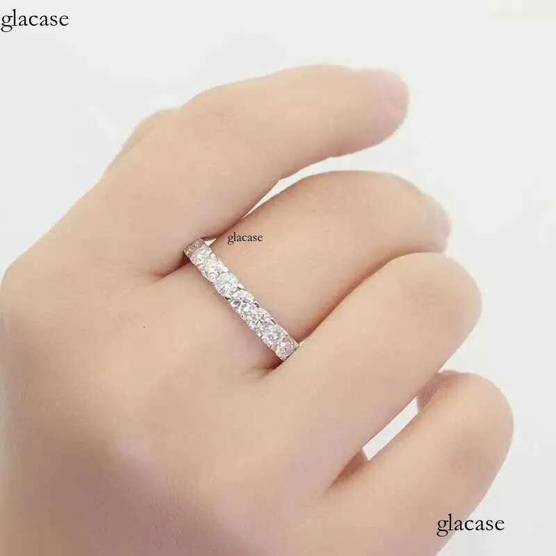 Popular Gold Plated 2mm 3mm Sterling Sier Eternity Moissanite Band Ring 76