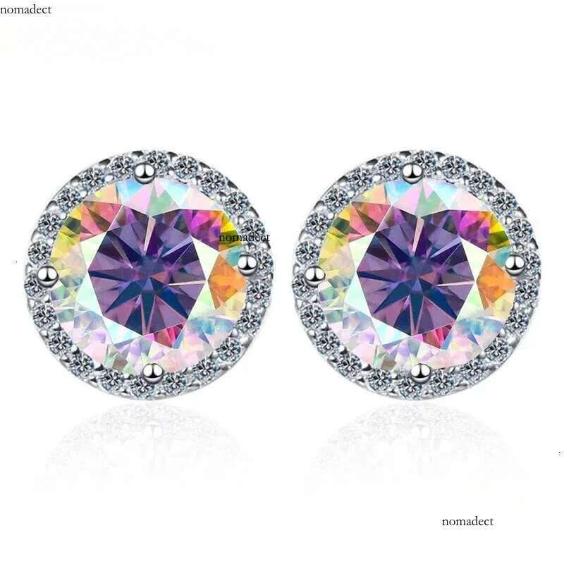 S Sterg Sier 0.5/1/2 Carat Round Moissanite Earrings Engagement Wedding Party Fine Jewelry Ear Gift for Women c6