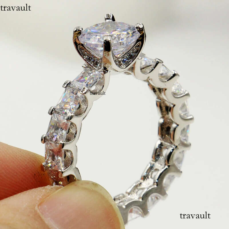 Victoria Wieck Jewelry Hot Sale Real Sterling Sier Round Shape White Topaz CZ Dia Women Wedding Princess Band Ring Gift