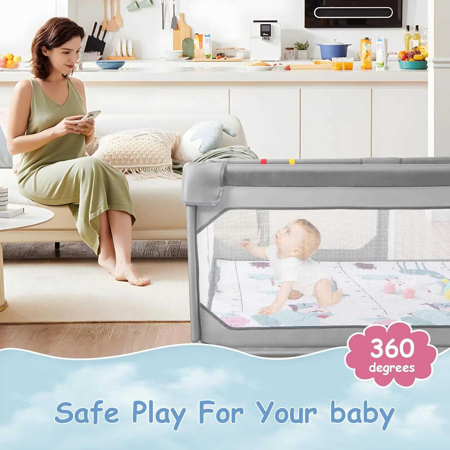 Baby Playpen with Mat 7559 Extra Large Playpen for Babies and Toddlers with Storage Bag BPAFree NonToxic Safe No Gaps P C250929