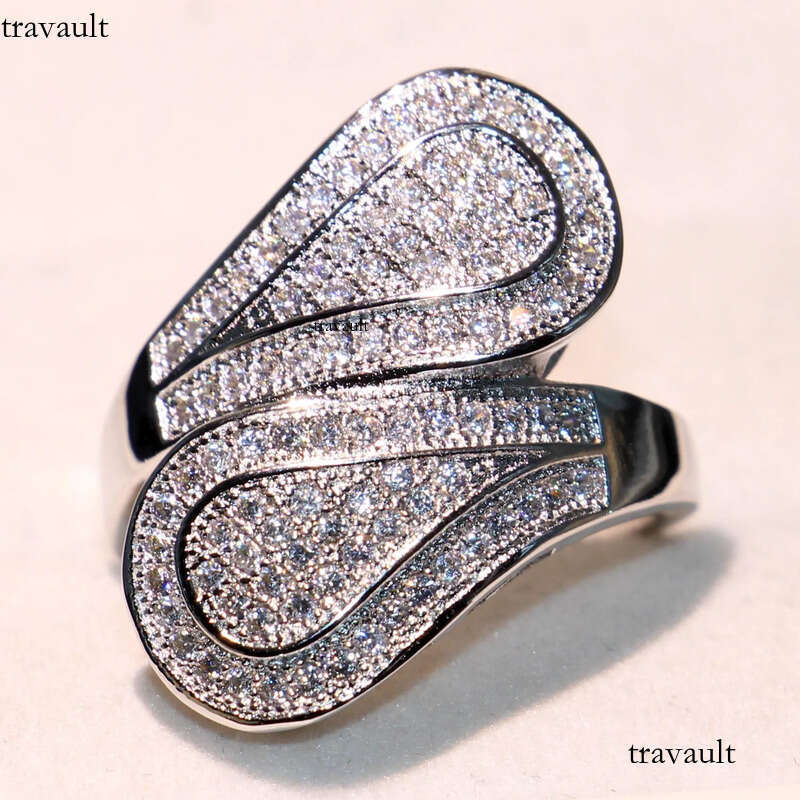 Victoria Wiecl Jewelry Sterling Sier Filled Full Pave White Sapphire CZ Dia Office Party Women Wedding Leaf Band Ring Gift