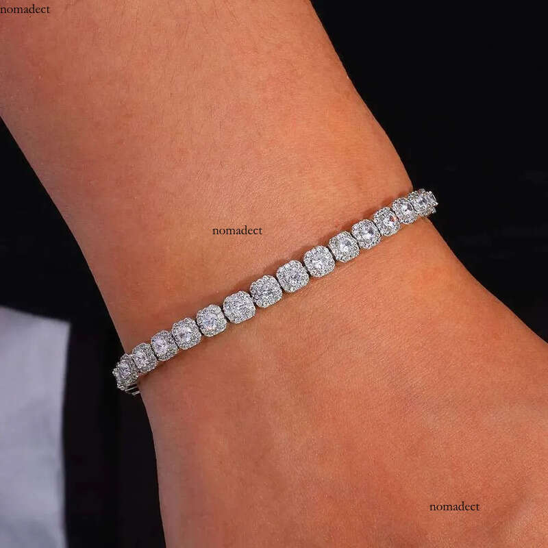 ESKEEM Sterling Sier 5mm Custom VVS Moissanite Dia Cluster Tennis Chain Necklace d0