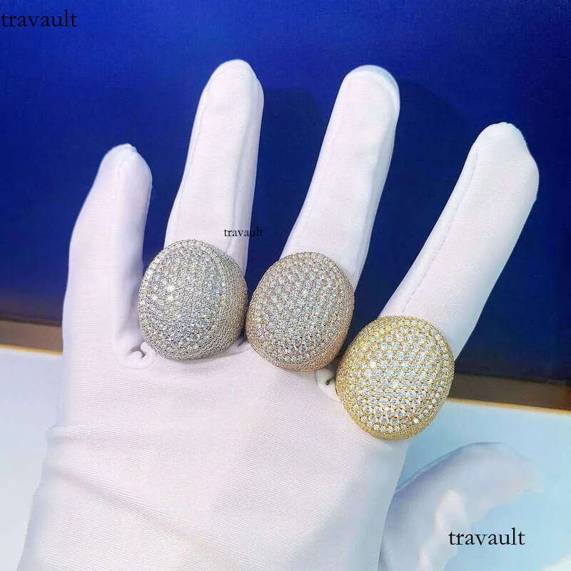 Fine Jewelry Mens Rapper S Sterling Sier Plated Ice Out FL/Vvs1 Dia Yellow Gold Hip Hop Moissanite Ring