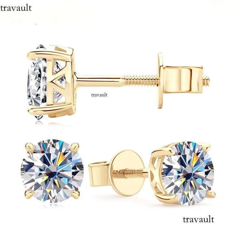Stud Earrings IOGOU 10k Gold Real 6mm Moissanite Dia For Men Women Yellow Screw Back Fine Jewelry