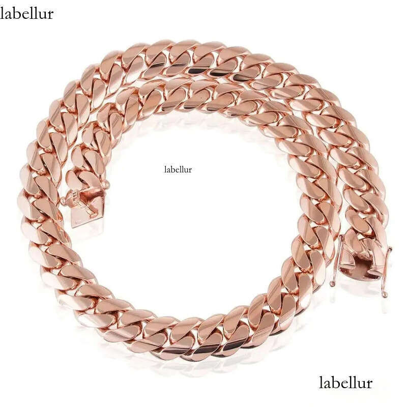 necklace moissanite chain Wholesale Stainless Steel Mens Link Necklace 14k Rose Gold Thick Miami Cuban Chain 58