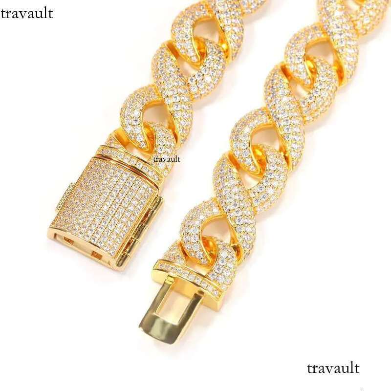 DHCollections Hip Hop 15mm Iced Out Cuban Link Chain Necklace 16-24 Inch Gold Sier Plated Brass Bling Zircon Jewellery for Streetwear Style