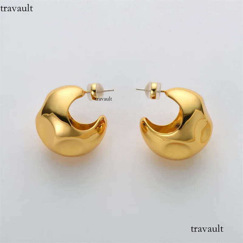 Fashion Vintage Concave Convex Design C-Shaped Earrings for Women Light High-end Charm Daily Wear Jewelry Gift Trend