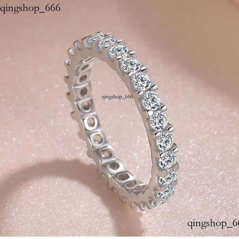 2024 Sparkling Gorgeous Handmade Full Round Cut Moissanite Dia Gemstones Wedding Rings Pure 100% Sterling Sier Party Eternity Women Band Ring Gift 13