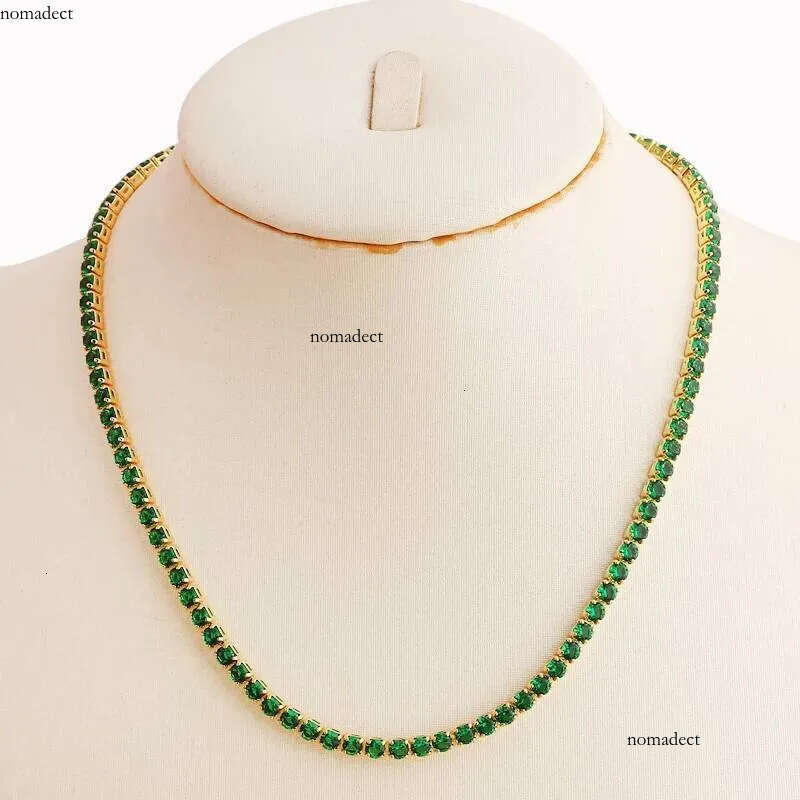 Elegant Emerald Green Cubic Zirconia Chain Necklace Dainty Super Tennis Choker Necklaces Jewelry for Women Donna Collane Hot 46