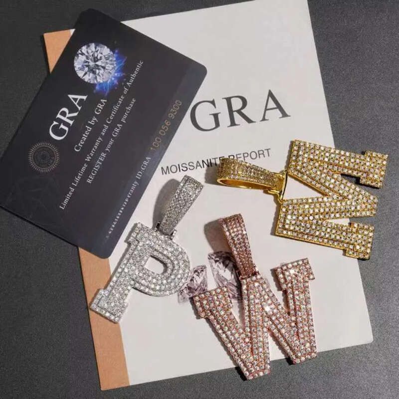 Personalized alphanumerical name pendant Sterling Sier Vvs Mosanite Guba chain hip-hop man necklace