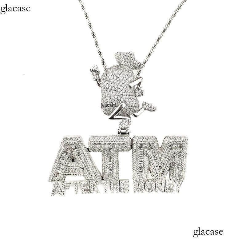 Hip Hop Running ATM Pendant Necklace 5A Zircon Gold Plating Women Mens Jewelry Gifi 05