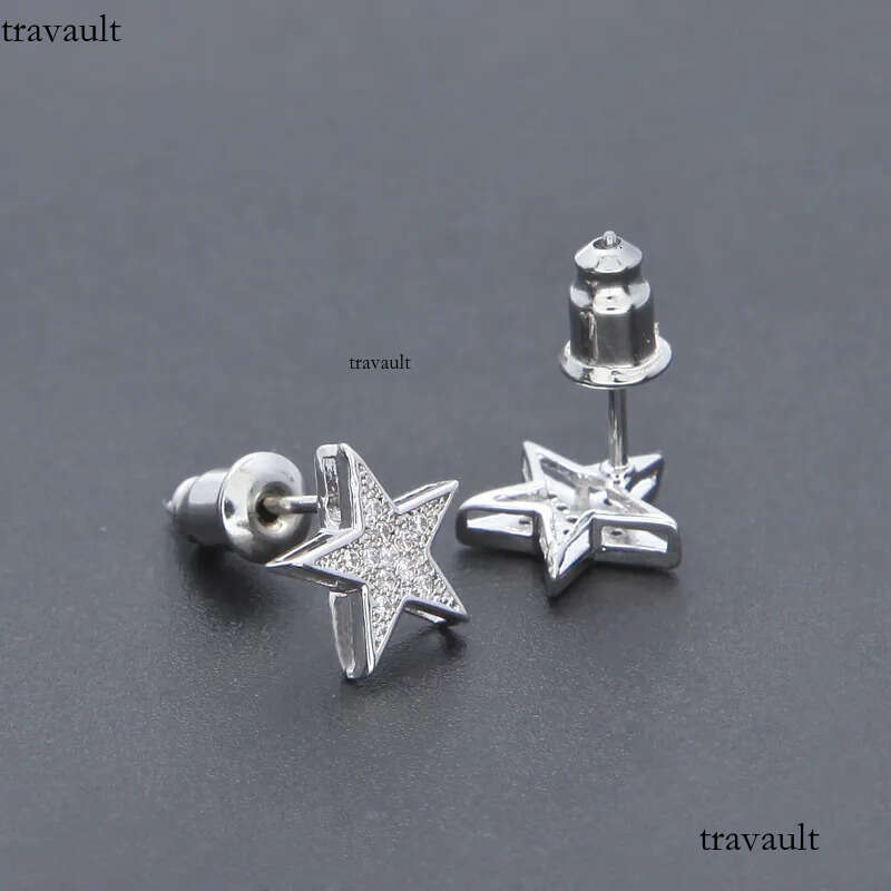 Mens Hip Hop Stud Earrings Jewelry Fashion High Quality Gold Sier Five-pointed Star Earring For Men