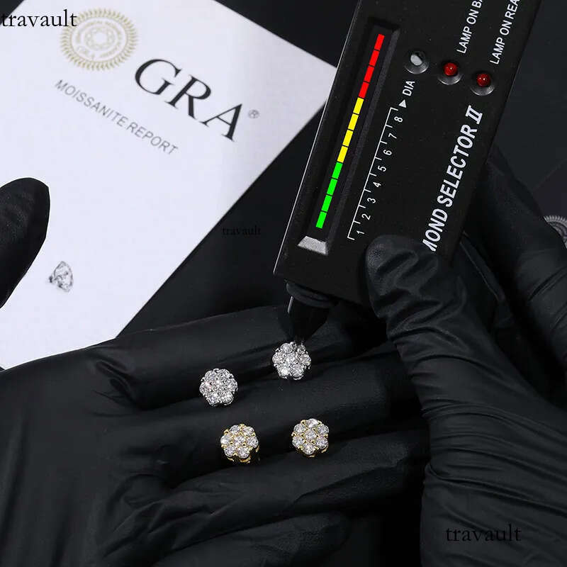 Passed Test Men Women D Color 3mm Moissanite Sterling Sier Gold Plated Bling Dia Studs Earrings Nice Gift02024