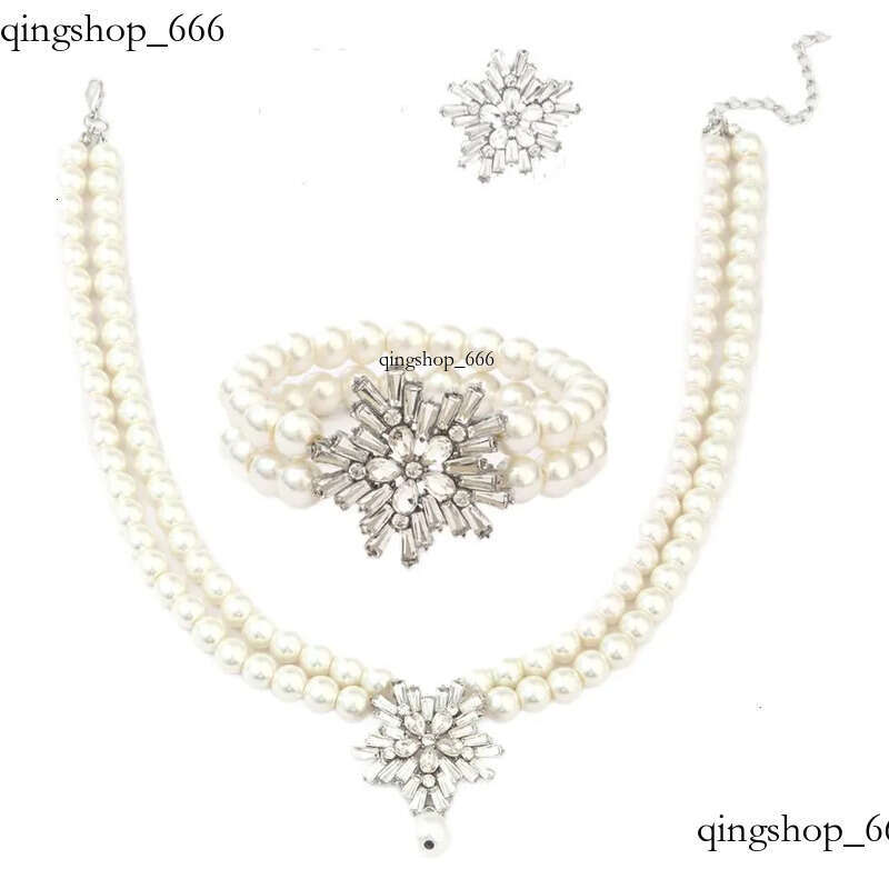 Womens Pearl Necklace Cubic Zirconia Dubai Dinner Set Party Engagement Handmade Jewelry Accessories b5