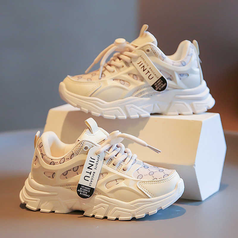 Childrens Sports Shoes 2025 Spring New Korean Style Boys Sports Shoes Soft Sole Breathable Girls Dad Shoes Student Shoes C250930