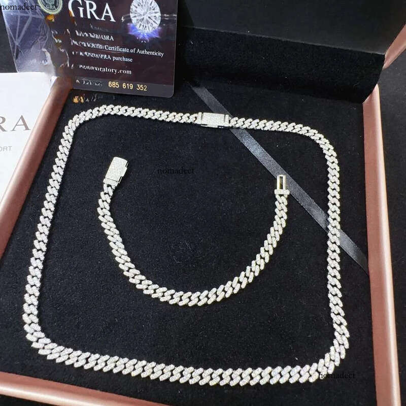 necklace sterling sier wholesale price iced out vvs moissanite dia jewelry hip hop cuban link chain 34
