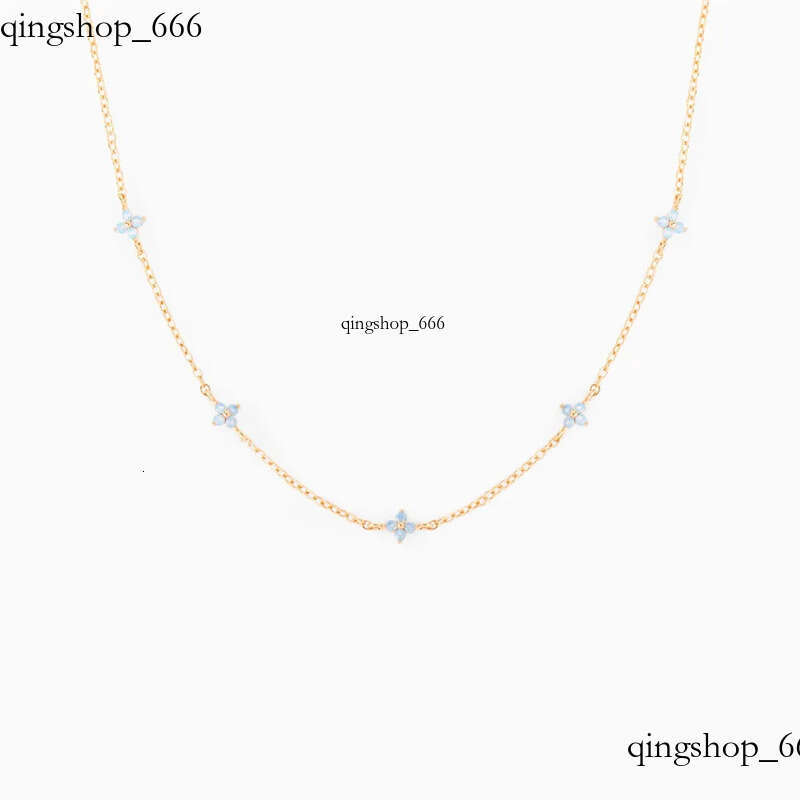 Ins Simple Fashion Flower Pendant Jewelry White Rose Gold Fill Blue Sapphire CZ Dia Gemstones Party Women Clavicle Necklace For Mother Day Gift 2d