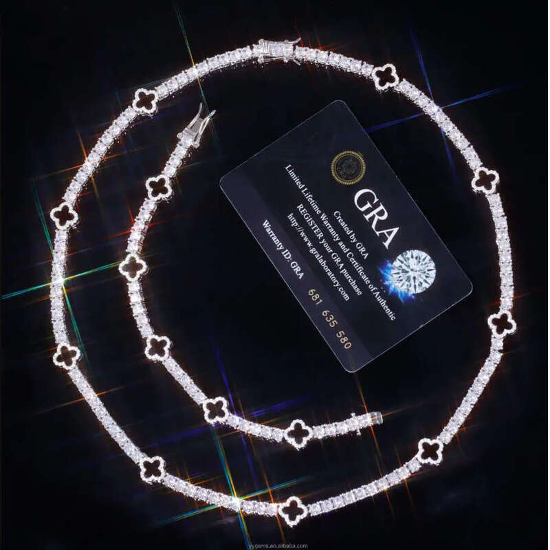 Bracelet Chain Jewelry Set Hip Hop Iced Out Four-leaf clover dia studded tennis necklace women's exquisite high-grade clavicular chain accessorie
