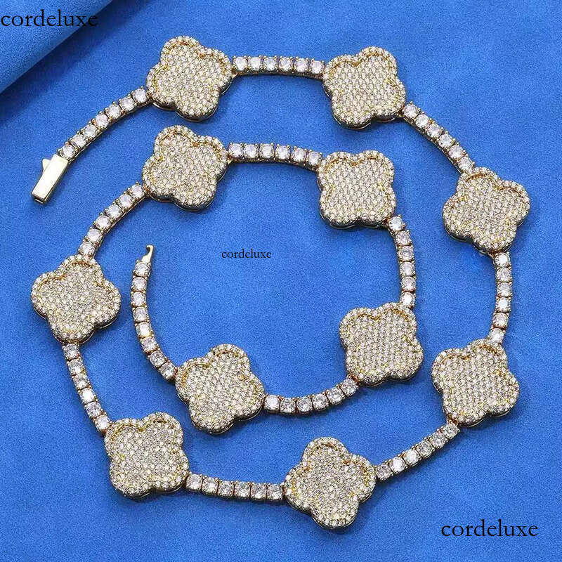 Hip Hop VVS D Colour Clover Tennis Chain S Sier Moissanite Versatile Necklace for Men 92