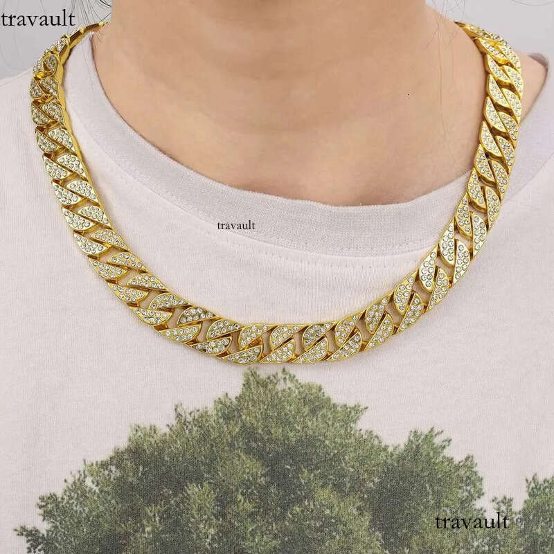 DHcollections 15mm Link Necklace For Men - Durable Zinc Alloy Miami Hip Hop Jewelry, Thick Heavy Gold Cuban Chain 18-24 Inch Adjustable