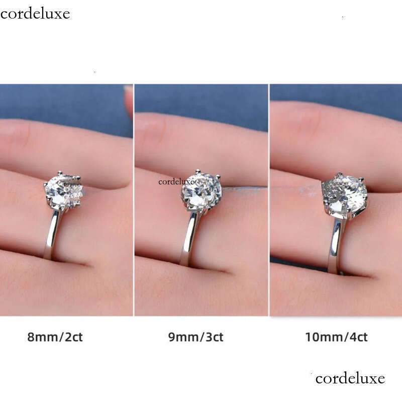 2ct 3ct 4ct Sterling Sier VVS Solitaire Moissanite Wedding Engagement Ring for women with gra certificate e4