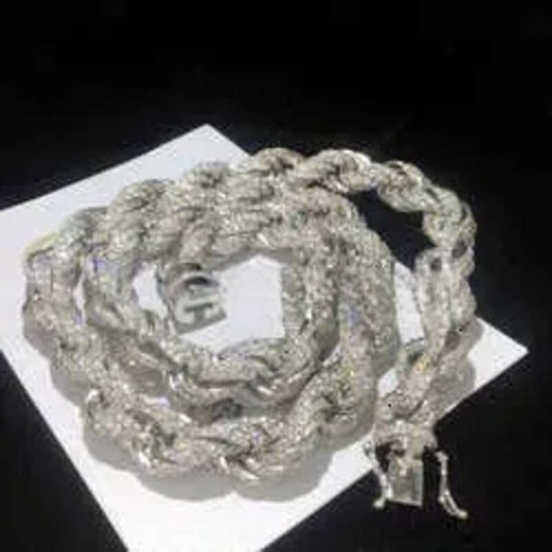 Twisted Moissanite S 10k 14k Solid Gold Hip Hop Men Jewelry Cuban Necklace Iced Out Vvs Dia Rope Chain