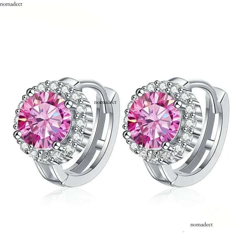 JEWEPISODE 0.5/1CT Moissanite Hoop Earrings for Women D Color Round Brilliant Cut Simulated Dia S Sterg Sier Earring 54
