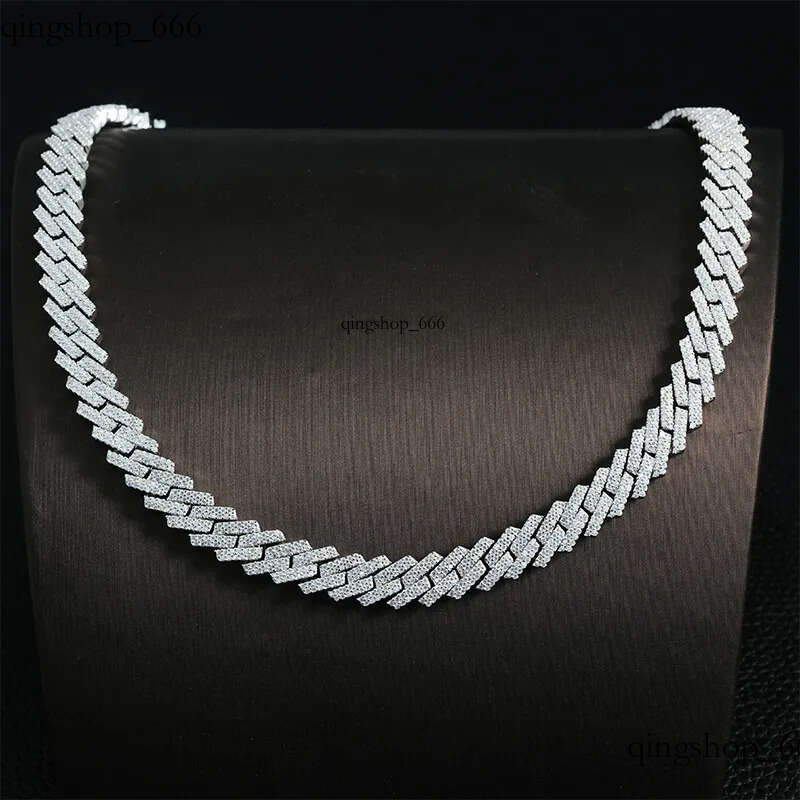 10mm Full Moissanite Inlay S Sier Dia Cuban Chain Trendy Brand Necklace Accessories Free delivery 4f