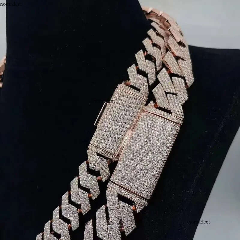 New Fashion 20mm Ice out Moissanite Dia Cuban k Chain Gold Plated Hip-Hop Necklace for Men and Women f8