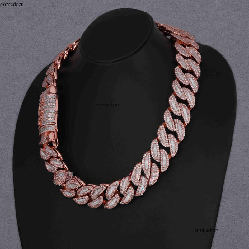 Custom Jewelry Crafted With Luxurious Sier VVS Clarity Moissanite Sparkling Brilliance Dia Cuban Chain ff