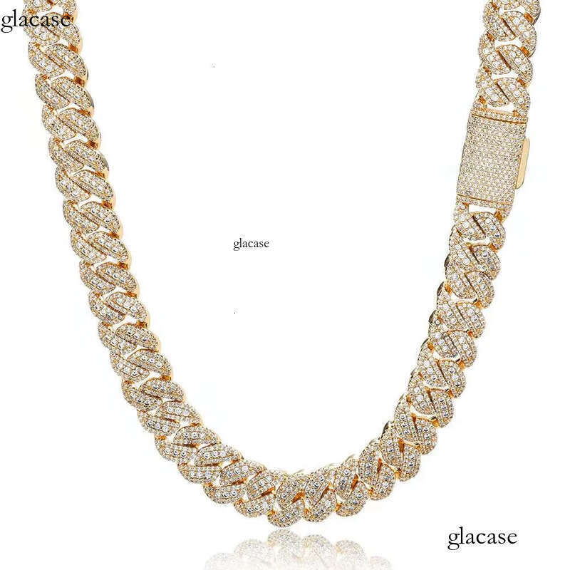 NUOYA 14MM Miami Cuban Link Chain Necklace Custom Iced Out Dia Sier Plated Hip Hop Jewelry 91