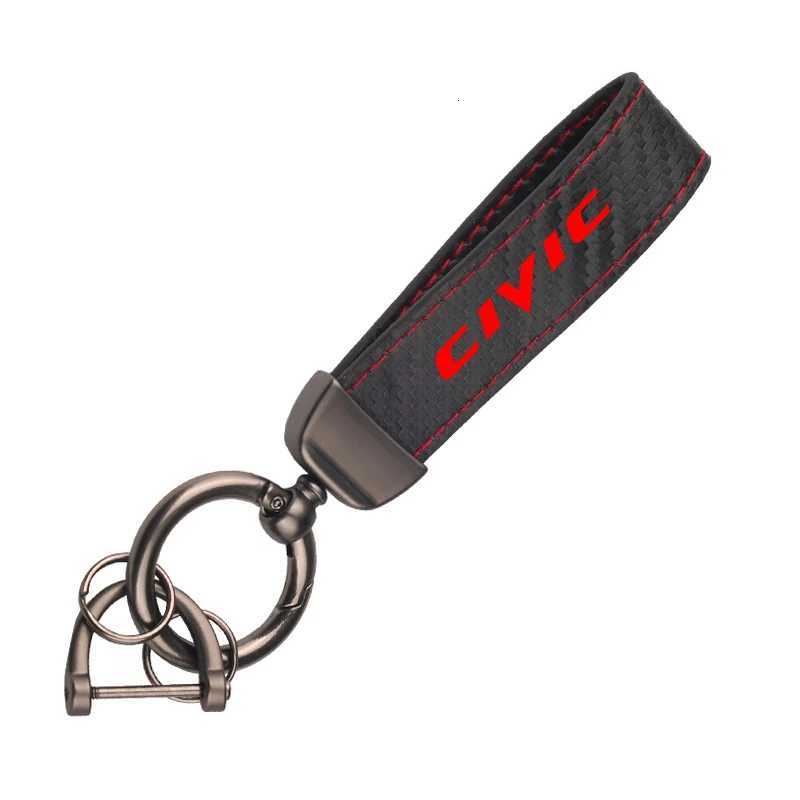 Leather Carbon Fiber Car Ring Keychain Trinket Zinc Alloy Keyrings Rotate 360 Degrees For Honda Civic 8Th 10Th Gen Accessories W250915