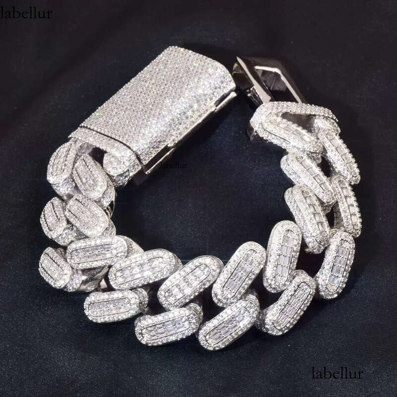 moissanite cuban chain Big Heavy Mens Necklace iced Vvs Moissanite Baguette Dia Hip Hop Iced Out man necklace 3f