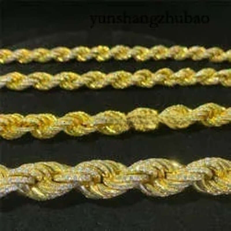 Twisted Moissanite S 10k 14k Solid Gold Hip Hop Men Jewelry Cuban Necklace Iced Out Vvs Dia Rope Chain