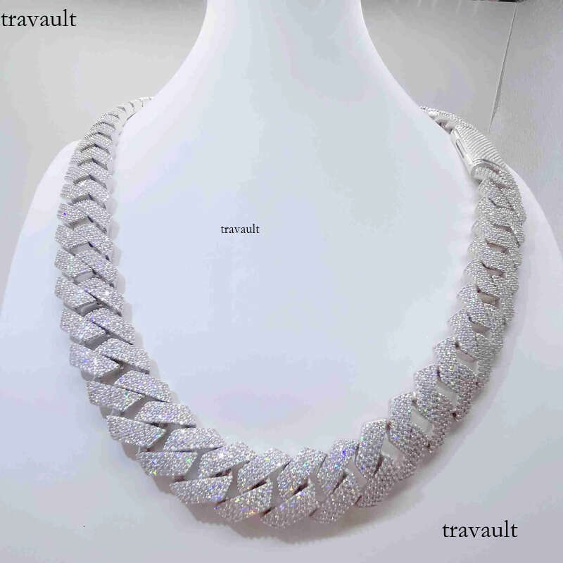 Iced Out Pass Dia Tester Sterling Sier Necklace Vvs Moissanite Cuban Link Chain