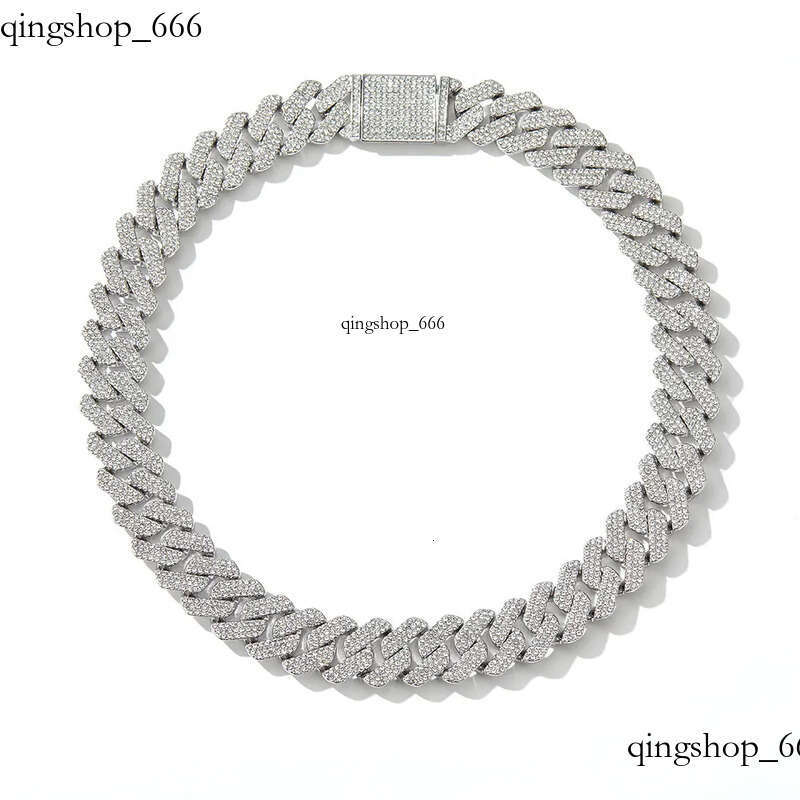 20MM Hip-Hop Full Thick Necklace Zinc Alloy Rhombus Exaggerated Three-Row Dia Cuban Chain for Men 83