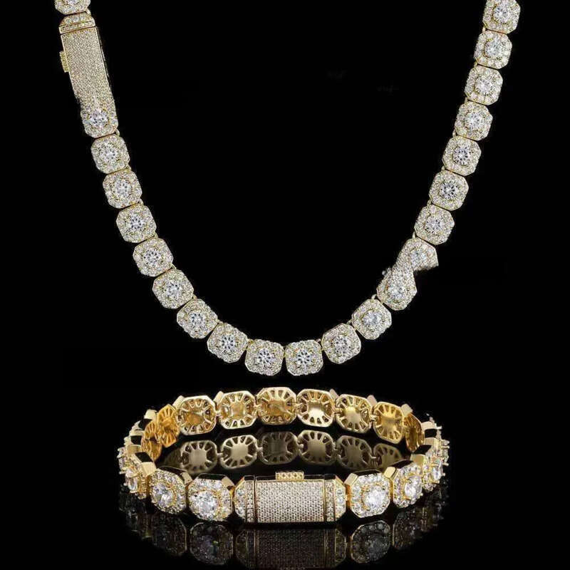 Necklace bracelet Moissanite Dia Custom Vvs Cuban Link S Sier 10mm Large Tennis Chain Solid Back Hiphop 5b