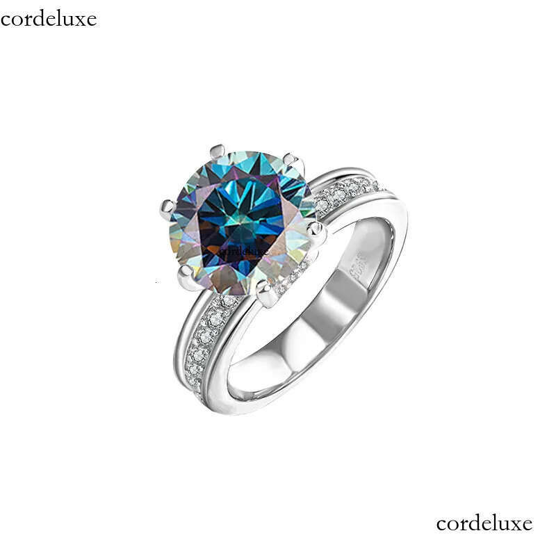 Ladies Sterling Sier 3ct 5ct VVS Moissanite by Dia Test Wedding Crown Nail Ring Designer jewelry 1b