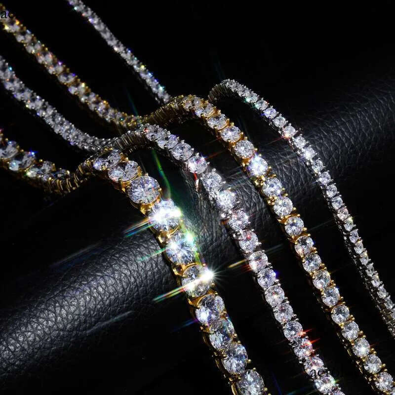 Moissanite Tennis Bracelet Necklace for Man Women Sterg White Gold Plated VVS Lab Dia tenis Iced Out Chain Choker Designer jewelry Charm Bracelets