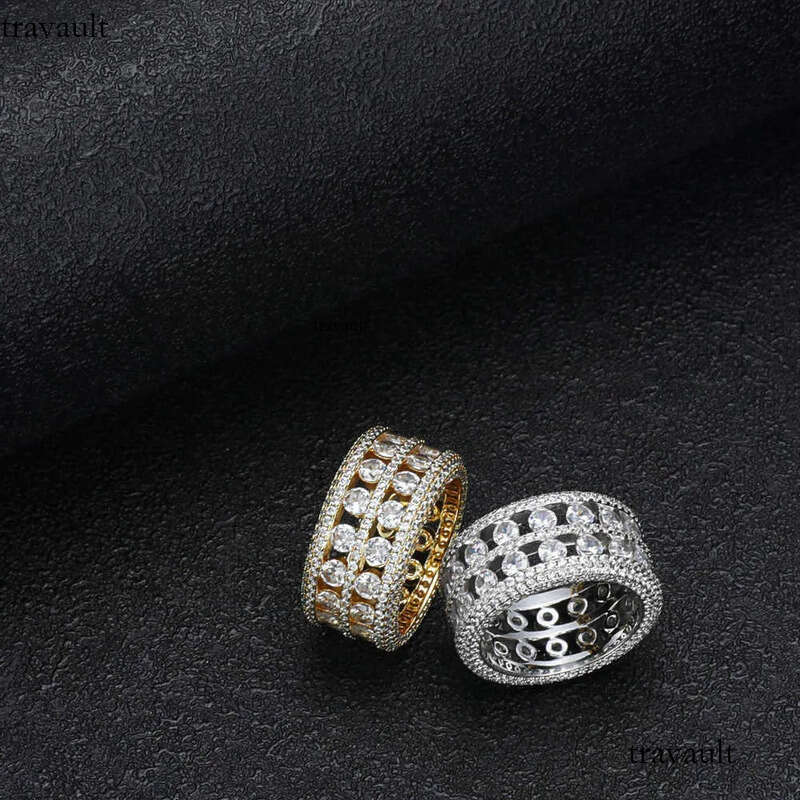 Dia Hip Hop Fashion Men's s Sterling Sier Set Moissanite Ring