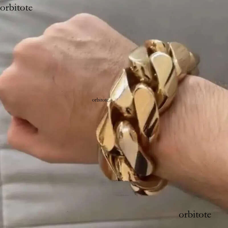 New Arrival 28mm 520g 9.5 Custom Made Hip Hop Jewelry Real 14k Plating 999 Solid Sier Gold Cuban Bracelet 8c