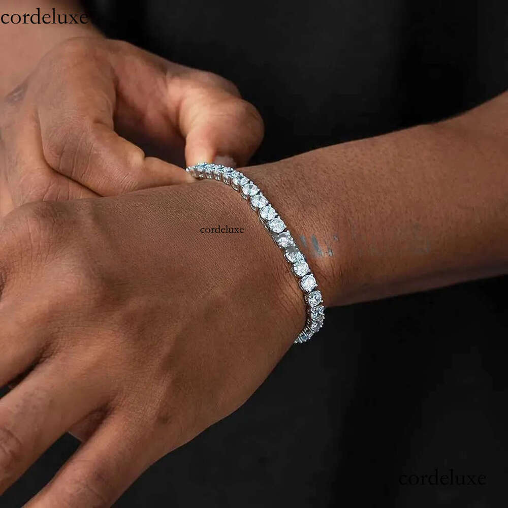 Sier Necklace Dia Hip Hop Jewelry 3mm - 6mm jewlery designer for women Tennis Chain Bracelet Pass Tester 51