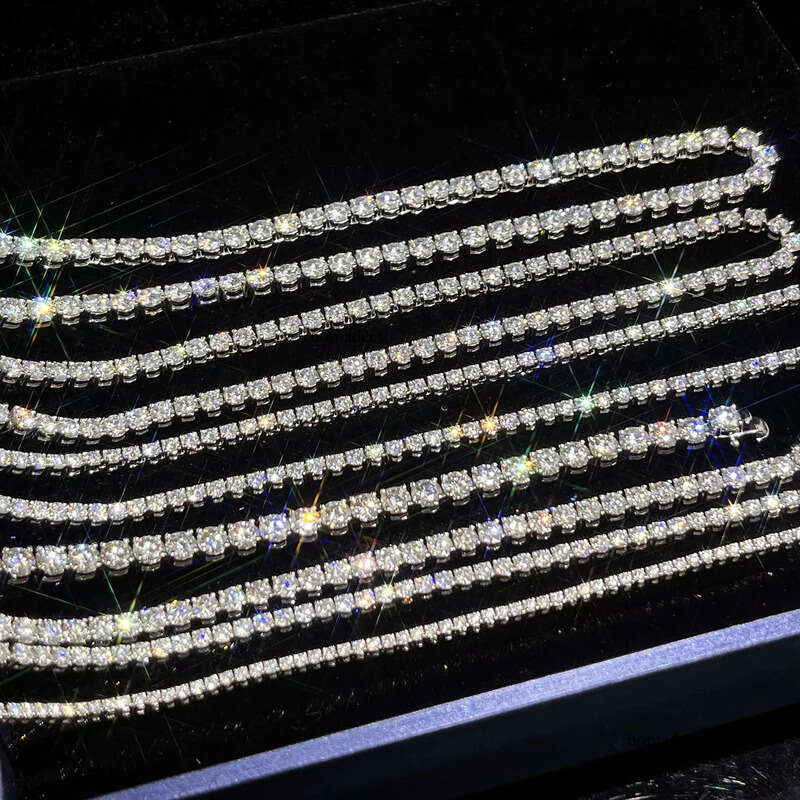 Hip Hop Charm Necklace Designer Jewelry Sexy Iced Out Bling Vvs Sliver Purple Gold Pink moissanite Tennis Chain For Women Men 9d