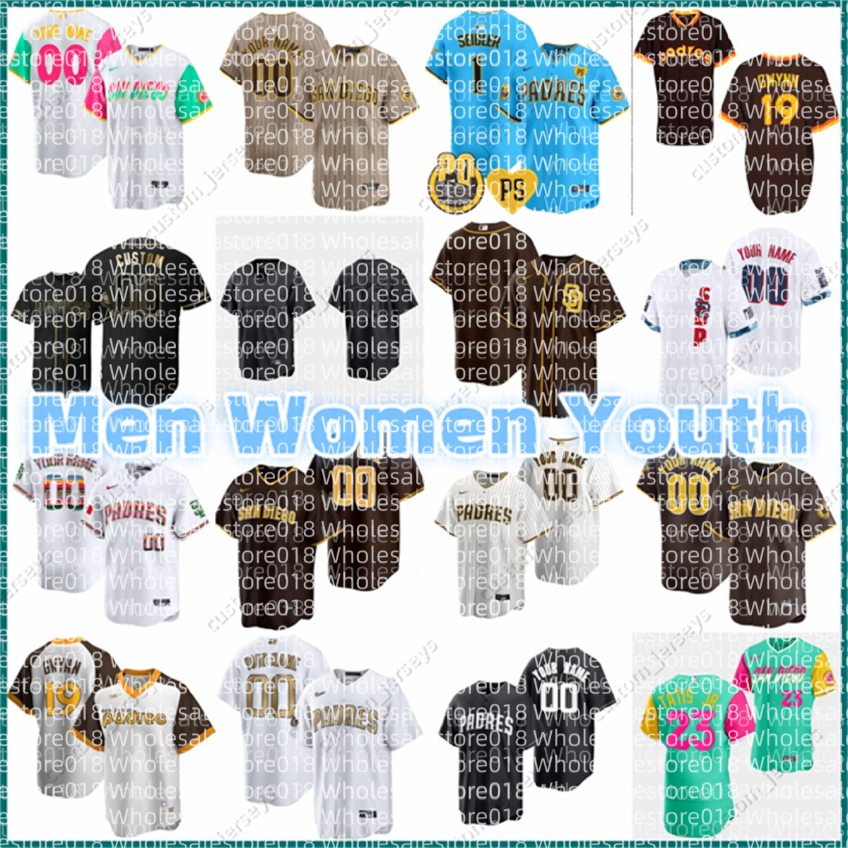 Custom Padres Baseball Jersey 84 Cease 10 Jurickson Profar 7 Ha-Seong Kim 44 Joe Musgrove 1 Yuki Matsui 23 Fernando Tatis Jr. 13 Manny hado Yu Darvish 3 Jackson