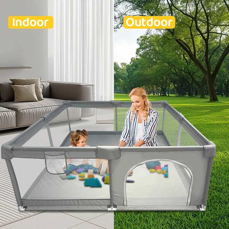 IMBABY Baby Playpens Light Gray Playpens for Babies Large Baby Playground with Protective Angle Baby Corrals Activity Fence C250929