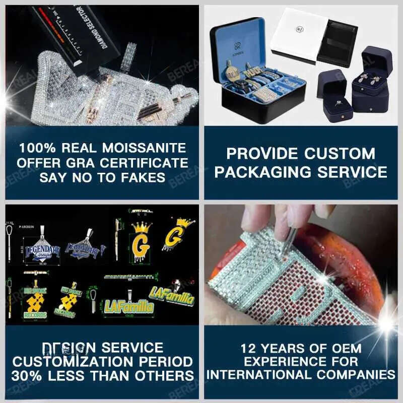 Designer Moissanite Dia Necklace for Mens Cuban Chain Pendant Custom 4 Inches Iced Out 3d Sier Initial Vvs k Hip Hop Jewelry Men Gift Fashion Olc0