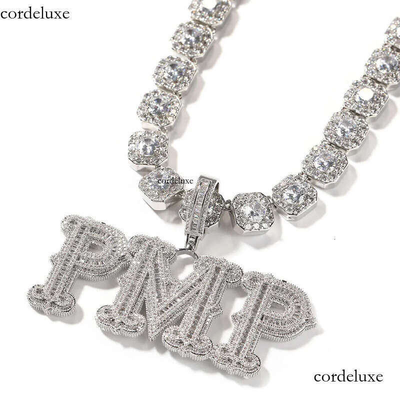hip hop full barbed rock sugar letter DIY splicing combination personalized necklace GRA moissanite dia gold sier cuban link 39