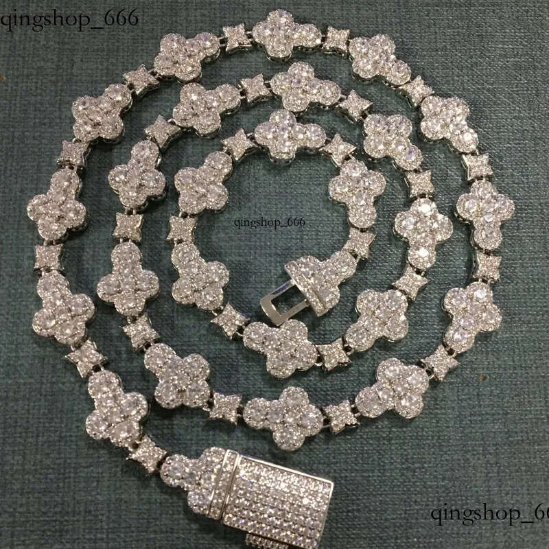 necklace moissanite chain 10mm16/18/20inch Gold Plated Bling CZ Cross Cuban Bracelet Links Hip Hop Jewelry For Men Women 89